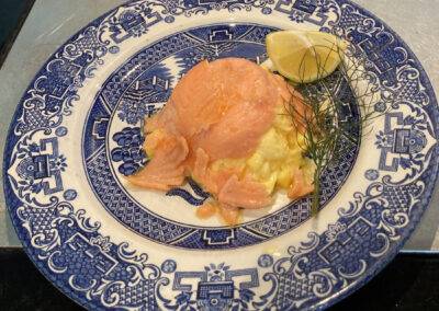 Scrambled eggs with salmon